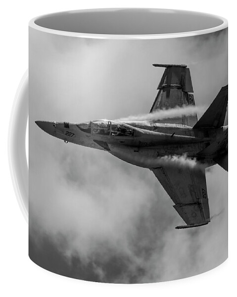 Airplane Coffee Mug featuring the photograph F18 in Black and White by Carolyn Hutchins