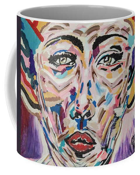 Eyes Coffee Mug featuring the painting Face Says It All by Chiquita Howard-Bostic