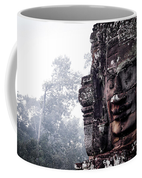 Battambang Coffee Mug featuring the photograph Faces of Bayon in Siem Reap by Arj Munoz