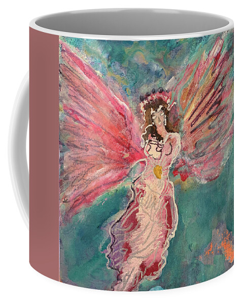Fairy Coffee Mug featuring the painting Fairy Angel by Leslie Porter
