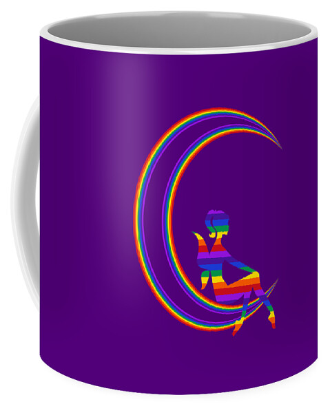 Children Coffee Mug featuring the mixed media Fairy on a Crescent Moon by Nancy Ayanna Wyatt