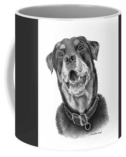 Dog Coffee Mug featuring the drawing Faithful Friend by Louise Howarth