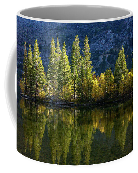 Dawn Coffee Mug featuring the photograph Dawn - Fall Aspen Reflections - Silver Lake - June Lake Loop - Eastern Sierra by Bonnie Colgan