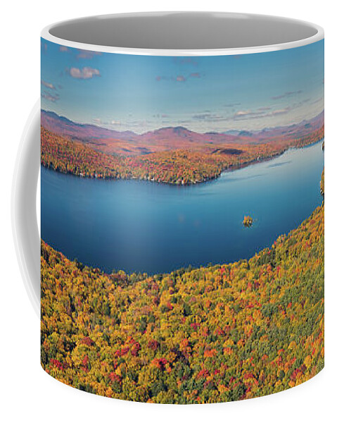 Fall Foliage Coffee Mug featuring the photograph Fall At Maidstone Lake, Vermont Panorama by John Rowe