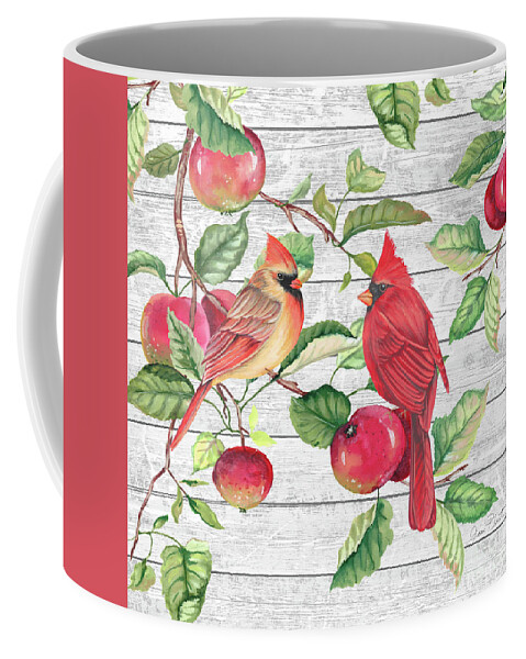 Cardinals Coffee Mug featuring the painting Fall Cardinals A by Jean Plout