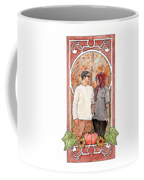 Love Coffee Mug featuring the painting Fall Embrace by Tiffany DiGiacomo