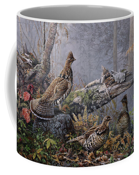 Scott Zoellick Coffee Mug featuring the painting Fall Gathering Roughed Grouse by Scott Zoellick