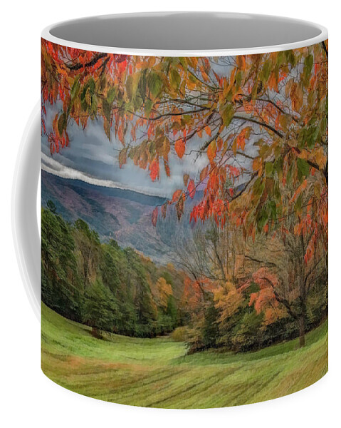 Cades Cove Coffee Mug featuring the photograph Fall in the Cove, Stylized by Marcy Wielfaert