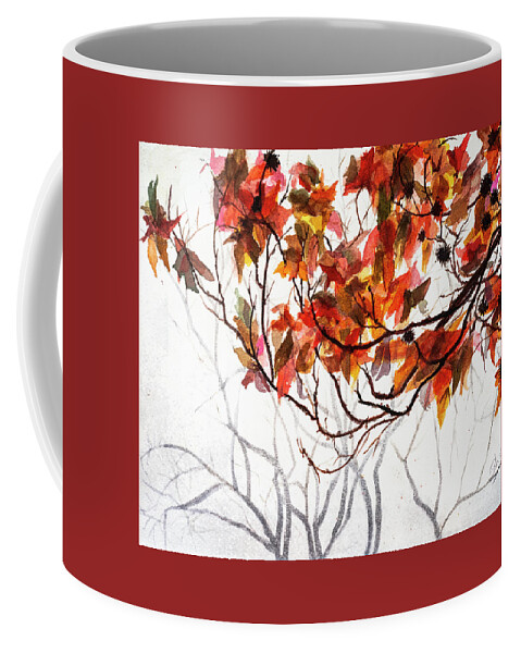 Art - Watercolor Coffee Mug featuring the painting Fall Leaves - Watercolor Art by Sher Nasser