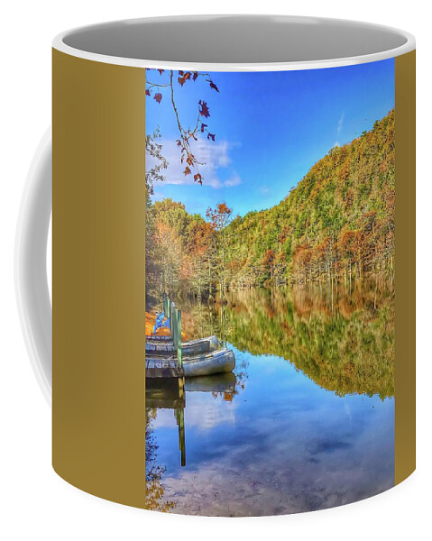 Canoes Coffee Mug featuring the photograph Fall Reflections by Pam Rendall