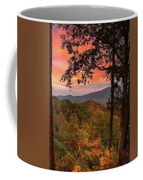 Fall Sunset In Smoky Mountains Coffee Mug featuring the photograph Fall Sunset In Smoky Mountains by Dan Sproul