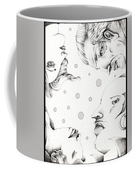 Family Coffee Mug featuring the drawing Family Portrait by Valerie White