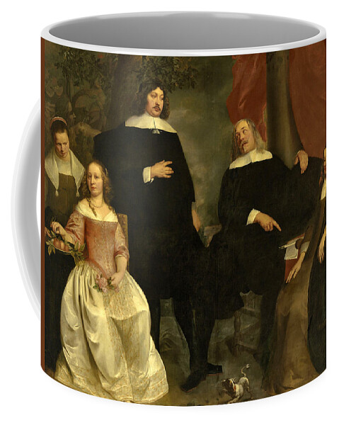 Pieter Thijs Coffee Mug featuring the painting Family portrait with the signing of a marriage contract  by Pieter Thijs