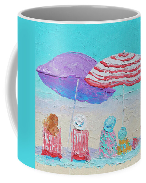 Beach Coffee Mug featuring the painting Family Sunday at the beach by Jan Matson