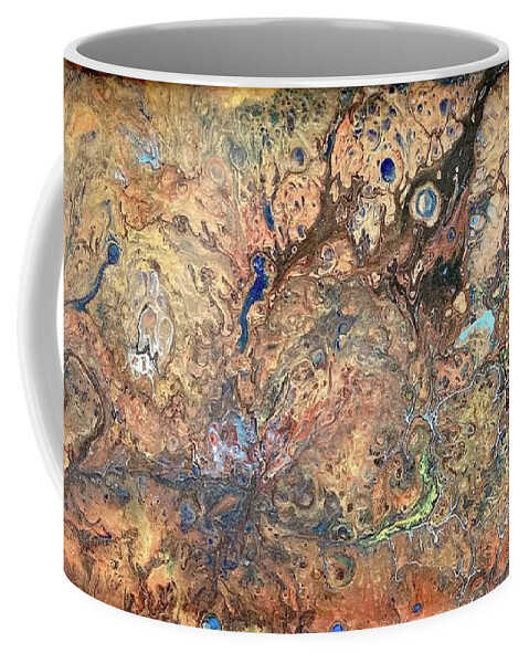 Fantasy Landscape Of Cosmic Event Coffee Mug featuring the painting Fantasy In Gold by David Euler