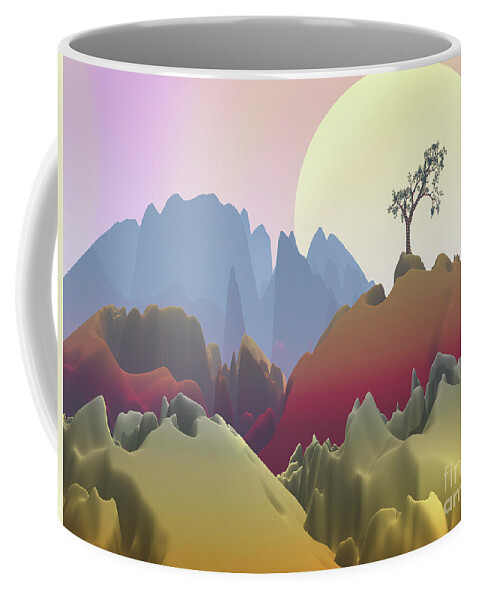 Fantasy Landscape Coffee Mug featuring the digital art Fantasy Mountain by Phil Perkins