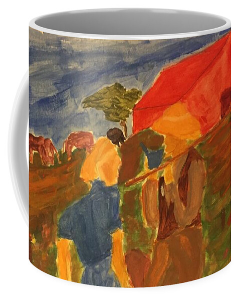 Farmer Coffee Mug featuring the painting Farmers On The Field by Aisha Isabelle