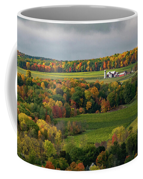 Farm Coffee Mug featuring the photograph Farmhouse Among the Autumn Colors by Nicole Lloyd