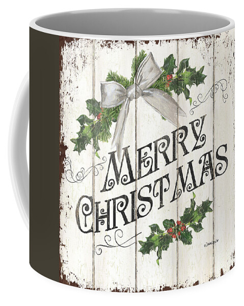 Christmas Coffee Mug featuring the painting Farmhouse Christmas Panel 1 by Debbie DeWitt