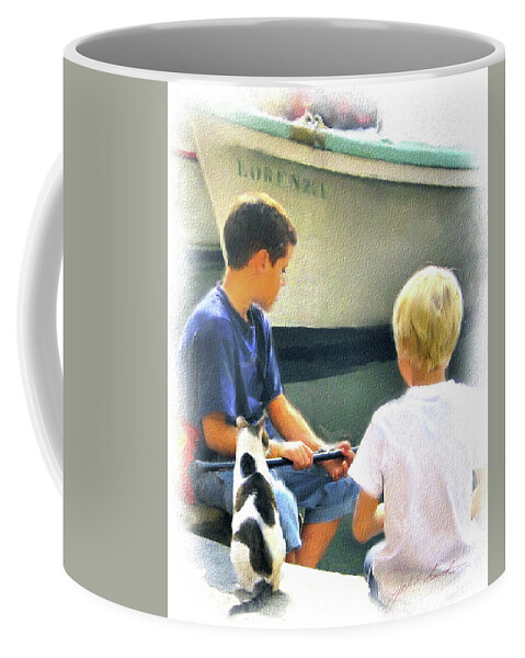 Italian Coffee Mug featuring the painting Fast Friends by Joel Smith
