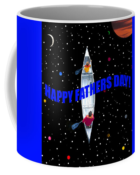 Happy Fathers Day Coffee Mug featuring the mixed media Father and son through time by David Lee Thompson