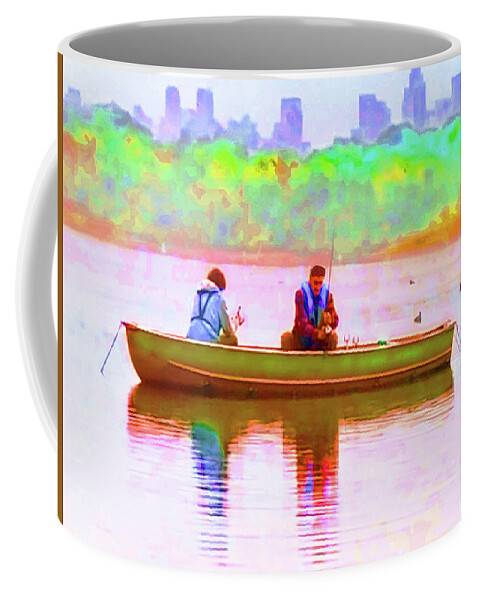 Fishing Coffee Mug featuring the painting Father and Son Time by CHAZ Daugherty