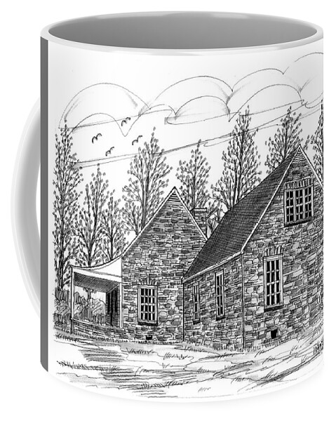 Fdr Coffee Mug featuring the drawing FDRs Top Cottage Hyde Park NY by Richard Wambach