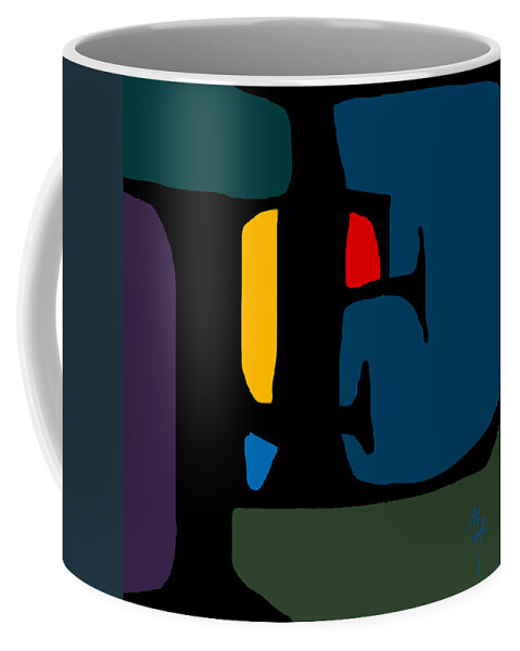 F Coffee Mug featuring the digital art FE Monogram by Attila Meszlenyi