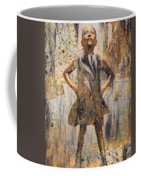 Fearless Coffee Mug featuring the painting Fearless Girl Future Is Female Painting 2 by Tony Rubino