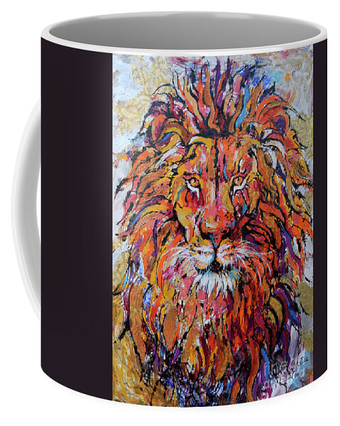  Coffee Mug featuring the painting Fearless Lion by Jyotika Shroff