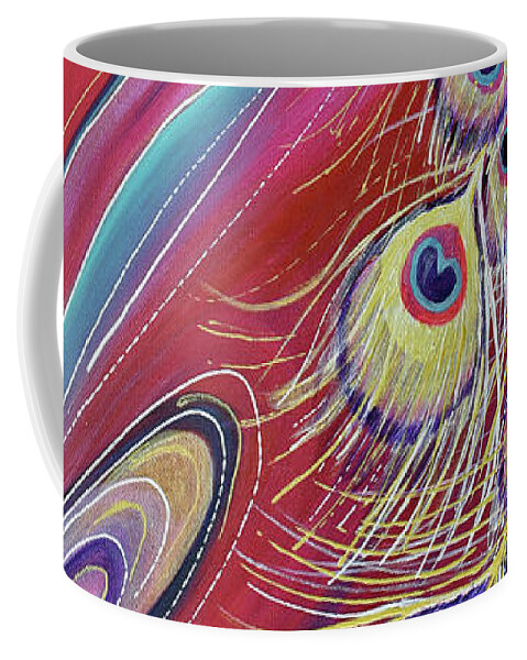 Gold Coffee Mug featuring the painting Feather Dance by Nancy Cupp
