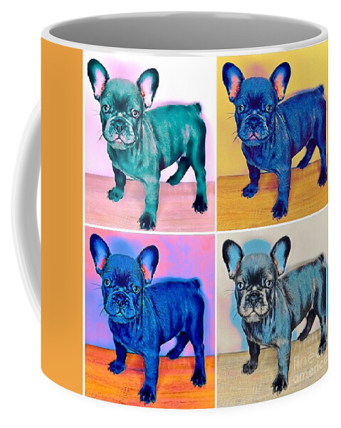 Blue French Bulldog. Frenchie. Dog. Pet. Animals. Coffee Mug featuring the photograph Feeling Bully by Denise Railey