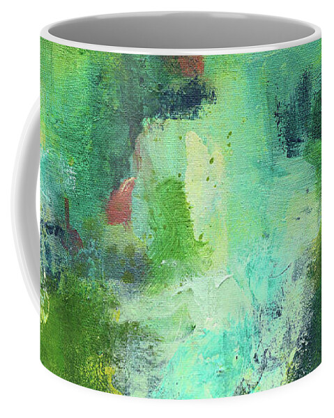 Abstract Coffee Mug featuring the painting Feeling Green by Maria Meester