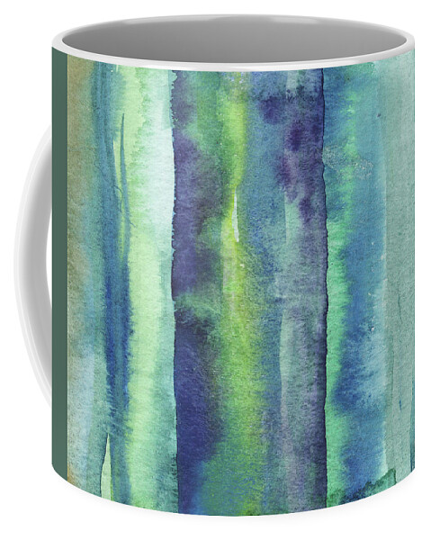 Teal Blue Contemporary Abstract Lines For Home Interior Décor Coffee Mug featuring the painting Feeling Ocean And Sea Beach Coastal Art Organic Watercolor Abstract Lines XI by Irina Sztukowski