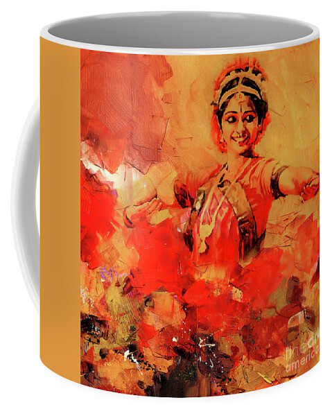 Indian Kathak Dance Coffee Mug featuring the painting Female kathak dance776y by Gull G