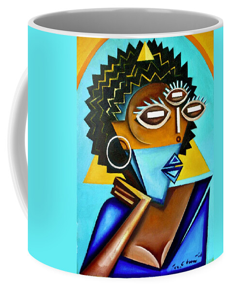 Bell Hooks Coffee Mug featuring the painting Feminist Monolith / a portrait of bell hooks by Martel Chapman