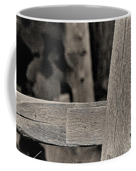 Fence Post Wood B&w Coffee Mug featuring the photograph Fence Post by John Linnemeyer