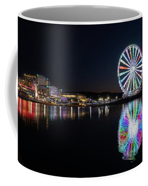 Washington Coffee Mug featuring the photograph Ferris wheel at National Harbor outside Washington D by Steven Heap