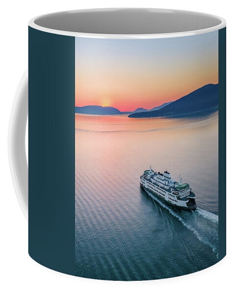Sunset Coffee Mug featuring the photograph Ferry Sunset2 Vertical by Michael Rauwolf