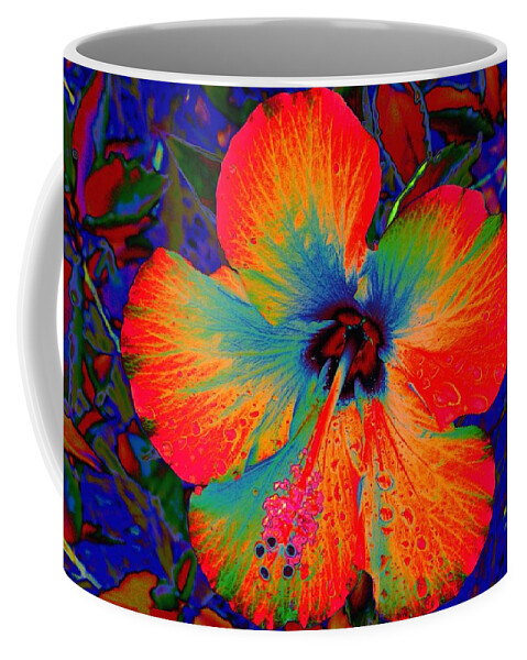 Hibiscus Coffee Mug featuring the digital art Festooned Hibiscus by Larry Beat