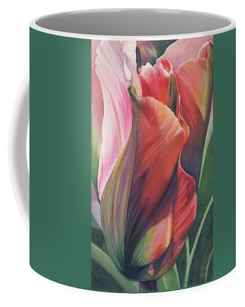 Tulip Coffee Mug featuring the painting Festval Bloom by Sandy Haight