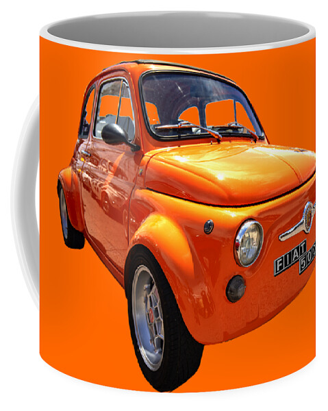 Fiat 500 Coffee Mug featuring the photograph Fiat 500 Orange by Worldwide Photography