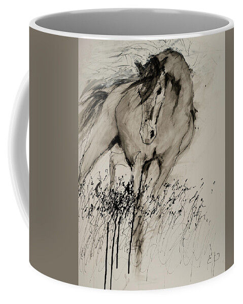 Horse Coffee Mug featuring the painting Field Of Wild by Elizabeth Parashis