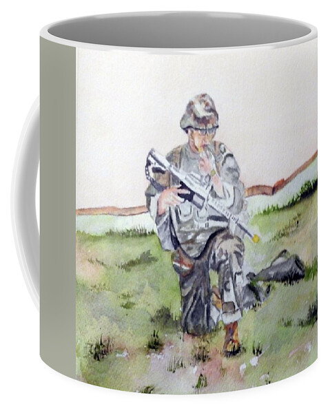 Basic Coffee Mug featuring the painting Field Training by Barbara F Johnson