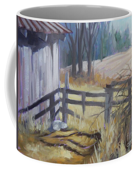 Barn Coffee Mug featuring the painting Fields Beyond by K M Pawelec