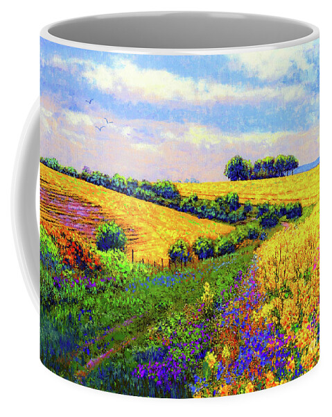 Landscape Coffee Mug featuring the painting Fields of Gold by Jane Small