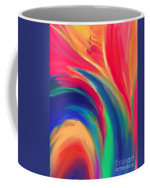 Abstract Coffee Mug featuring the digital art Fiery Fire - Modern Colorful Abstract Digital Art by Sambel Pedes