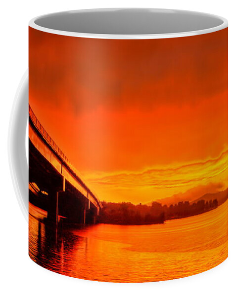 Weather Coffee Mug featuring the photograph Fiery Overpass Sunset by Dale Kauzlaric