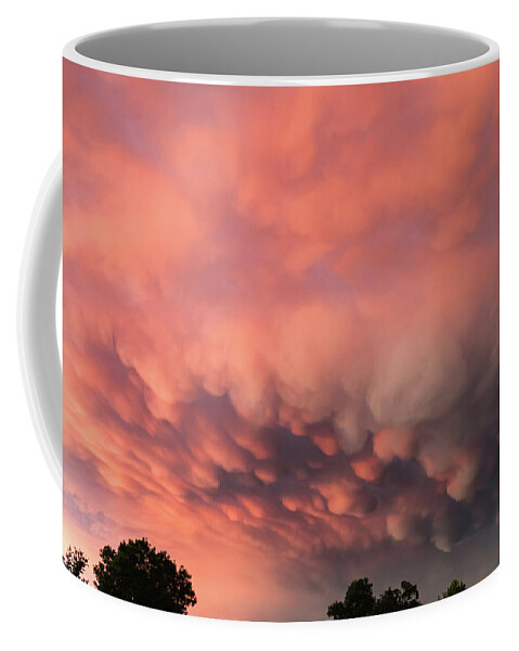 Olorful Sunset Wall Art Coffee Mug featuring the photograph Fiery Sunset and Menacing Mammatus Clouds by James BO Insogna