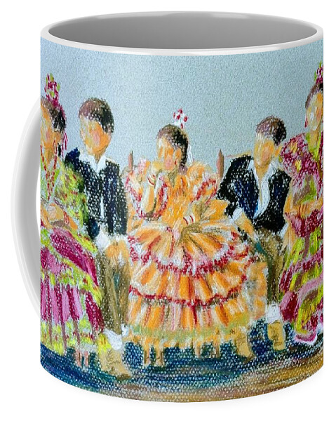 Portrait Coffee Mug featuring the painting Fiesta by Sandie Croft